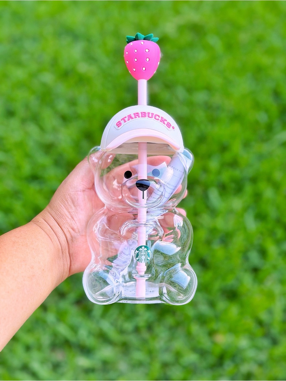 Authentic 2026 Starbucks Limited Edition Pink Strawberry Bearista Glass Cup